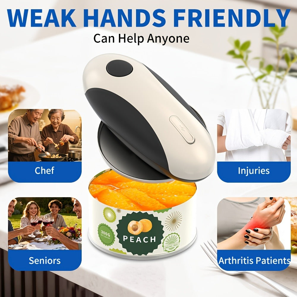 Electric Can Opener One-Touch Automatic ¨C USB Rechargeable, Smooth Edge Safety, Auto Power-Off, Cordless for Kitchen, Camping & Seniors