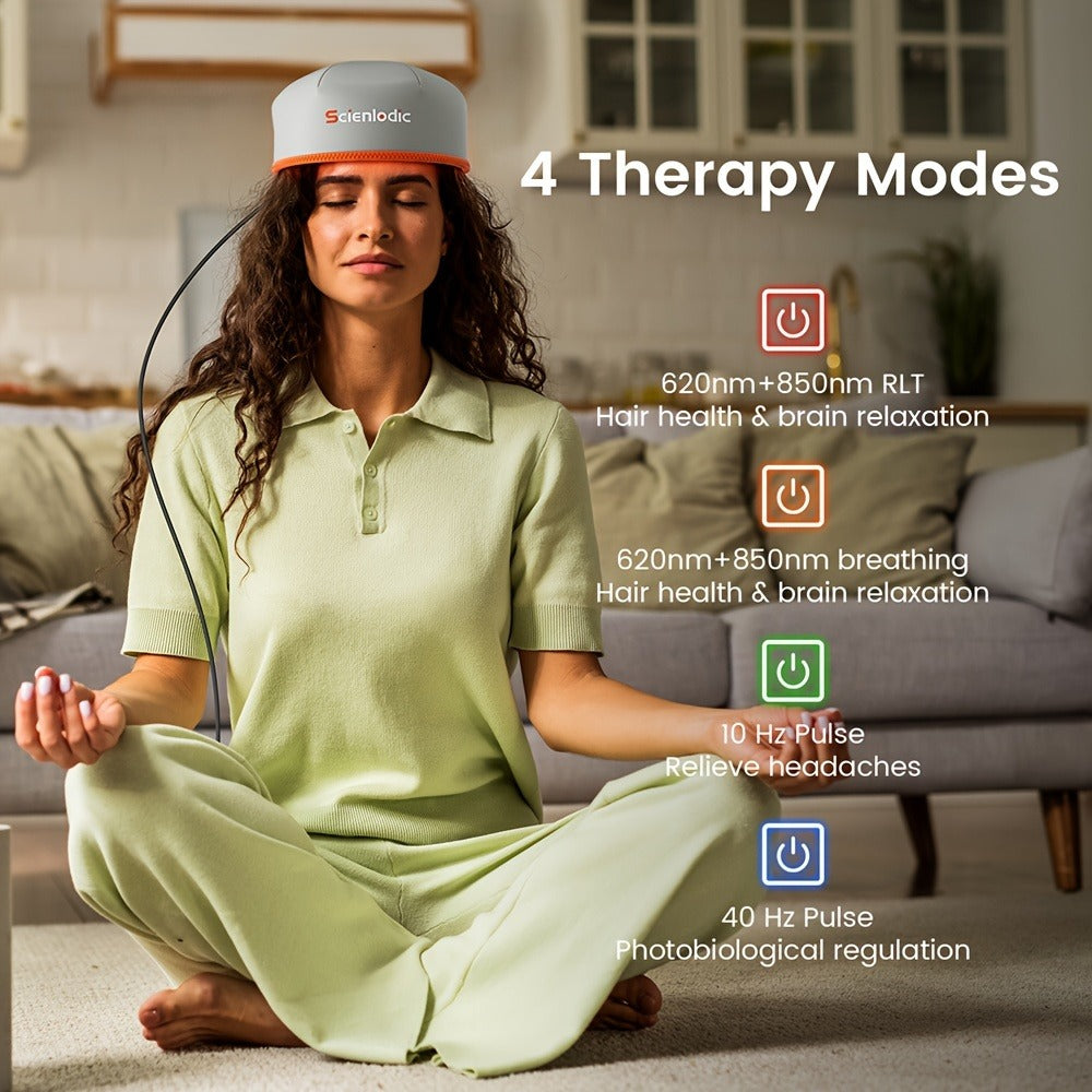 Red Light Therapy Cap 101 LEDs Detachable LED Panel Infrared Light Hat for Brain Relaxation Insomnia Relief Head Pain Treatment Hair Growth Scalp Care
