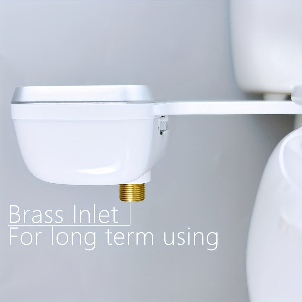 Bidet Toilet Seat Attachment ¨C Non-Electric Mechanical Bidet with Rear Wash, Adjustable Water Pressure, Self-Cleaning Nozzle, Brass T-Adapter & Metal Hose for US & Canada Toilets