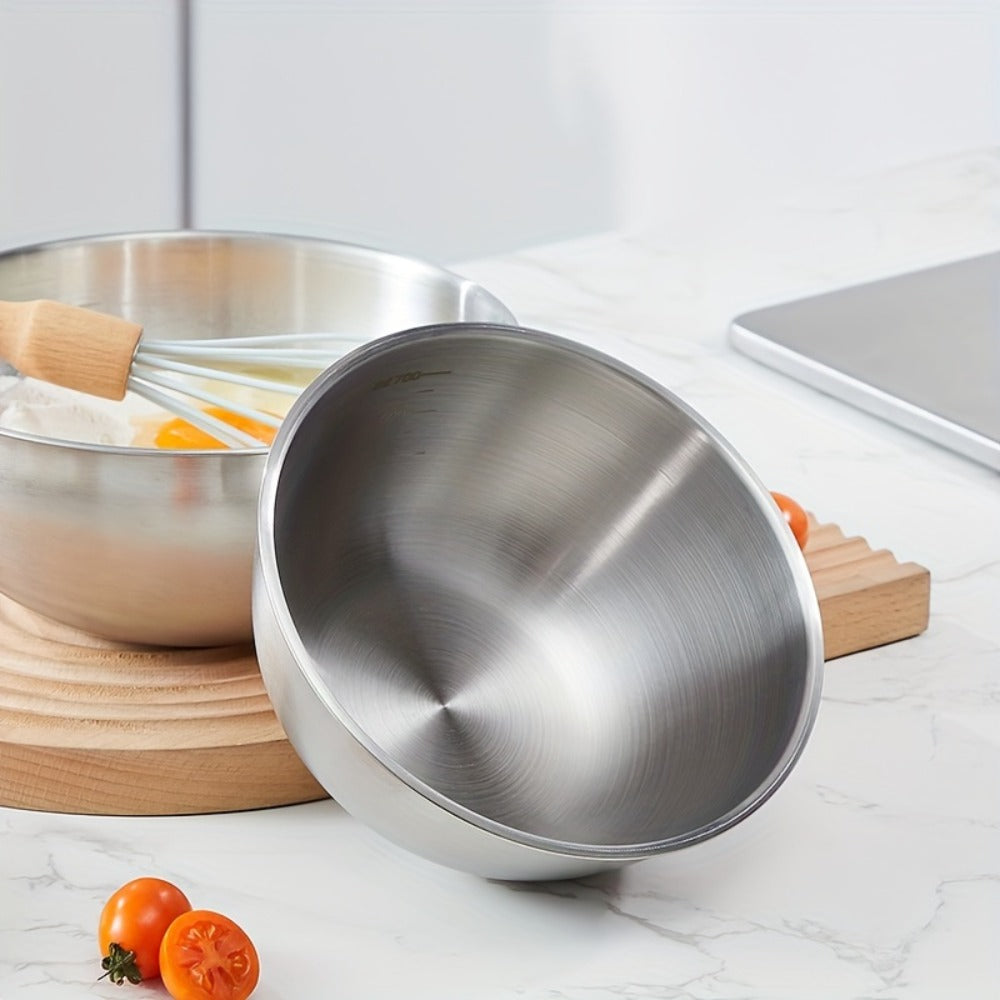 Stainless Steel Mixing Bowl Set 3-Piece with Measuring Marks ¨C Small Medium Large Nesting Bowls for Cooking, Baking & Food Prep, Durable 304 Stainless Steel Salad Bowl Set for Kitchen & Restaurant