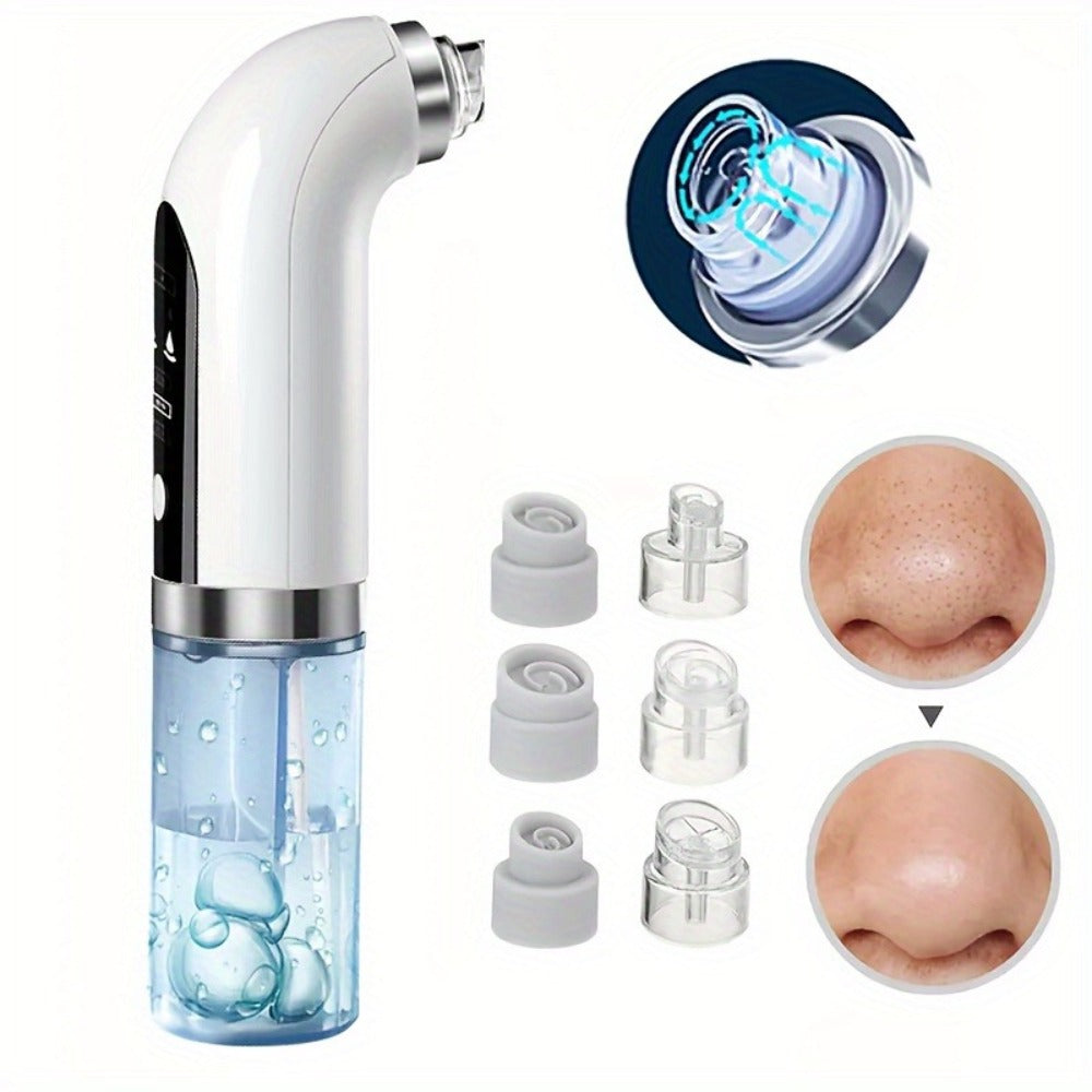 Pore Vacuum Blackhead Remover ¨C 6 Interchangeable Heads & 3 Suction Levels, USB Rechargeable Electric Pore Cleaner, Visible Deep Cleansing Facial Extractor for Men & Women, All Skin Types
