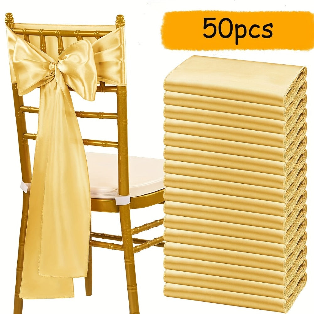 Satin Chair Sashes Bows 50pcs ¨C 7x108 Inch Chair Waist Belt Bow Ties for Wedding Reception, Banquet, Party, Hotel & Event Chair Cover Decoration