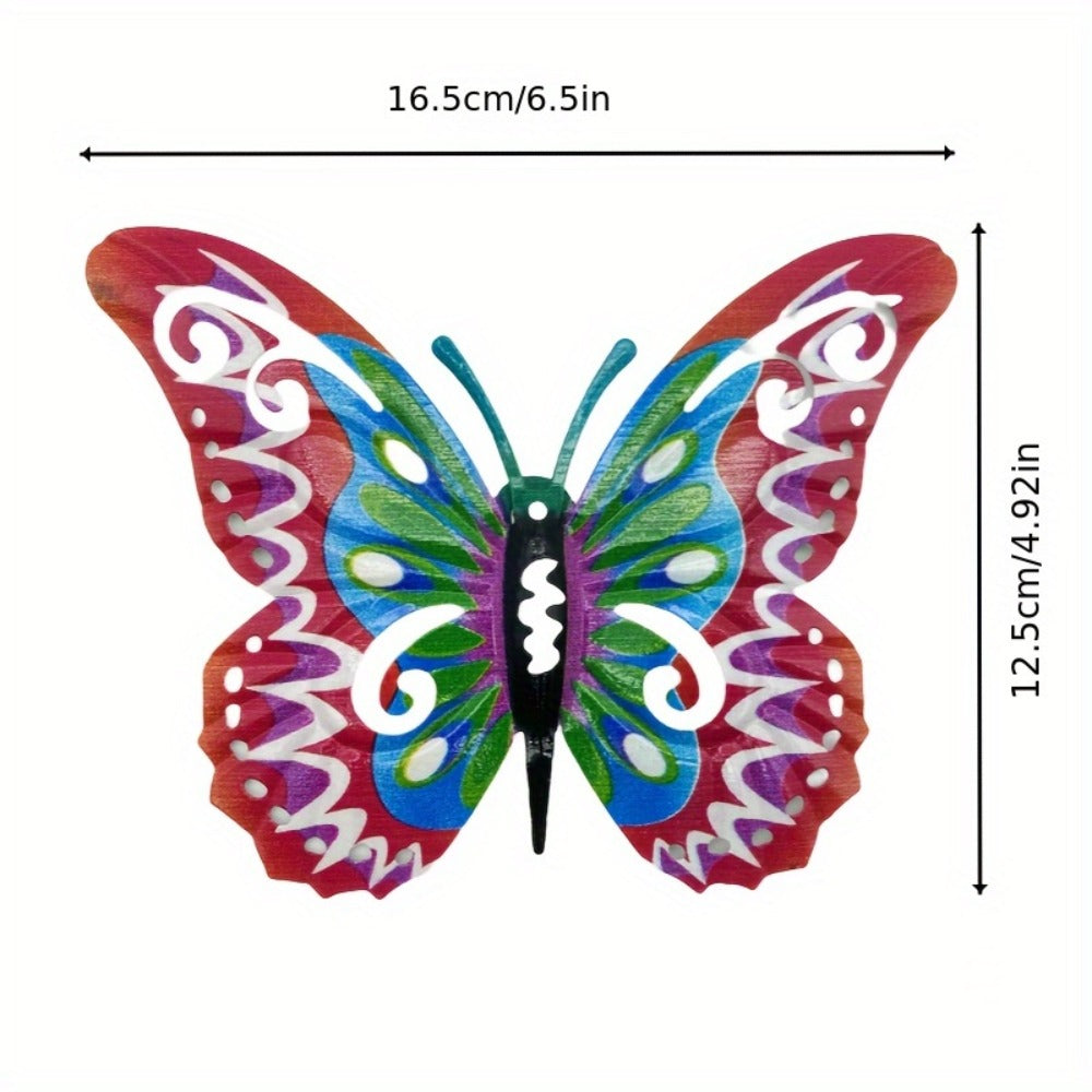 Metal Butterfly Wall Decor Set of 8 Colorful 3D Butterfly Garden Decorations for Fence Patio Courtyard Outdoor Wall Art Indoor Home Decor All Season Holiday Gift for Mom Dad