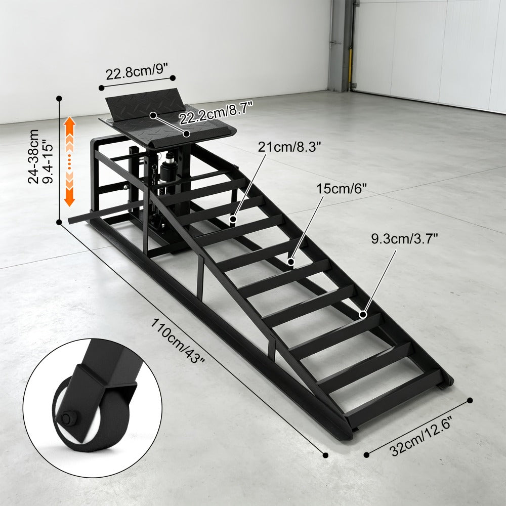 Hydraulic Car Ramps 2-Pack 5T 11050 Lbs High Lift Vehicle Wheel Ramps for Oil Change Tire Service with Supporting Crane Foot Pedal Portable DIY Auto Shop Truck SUV