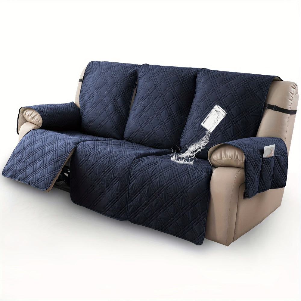 Waterproof Recliner Slipcover 3pcs Set | Non-Slip Quilted Elastic Recliner Chair Cover, Furniture Protector for Living Room Bedroom Office, 8 Colors