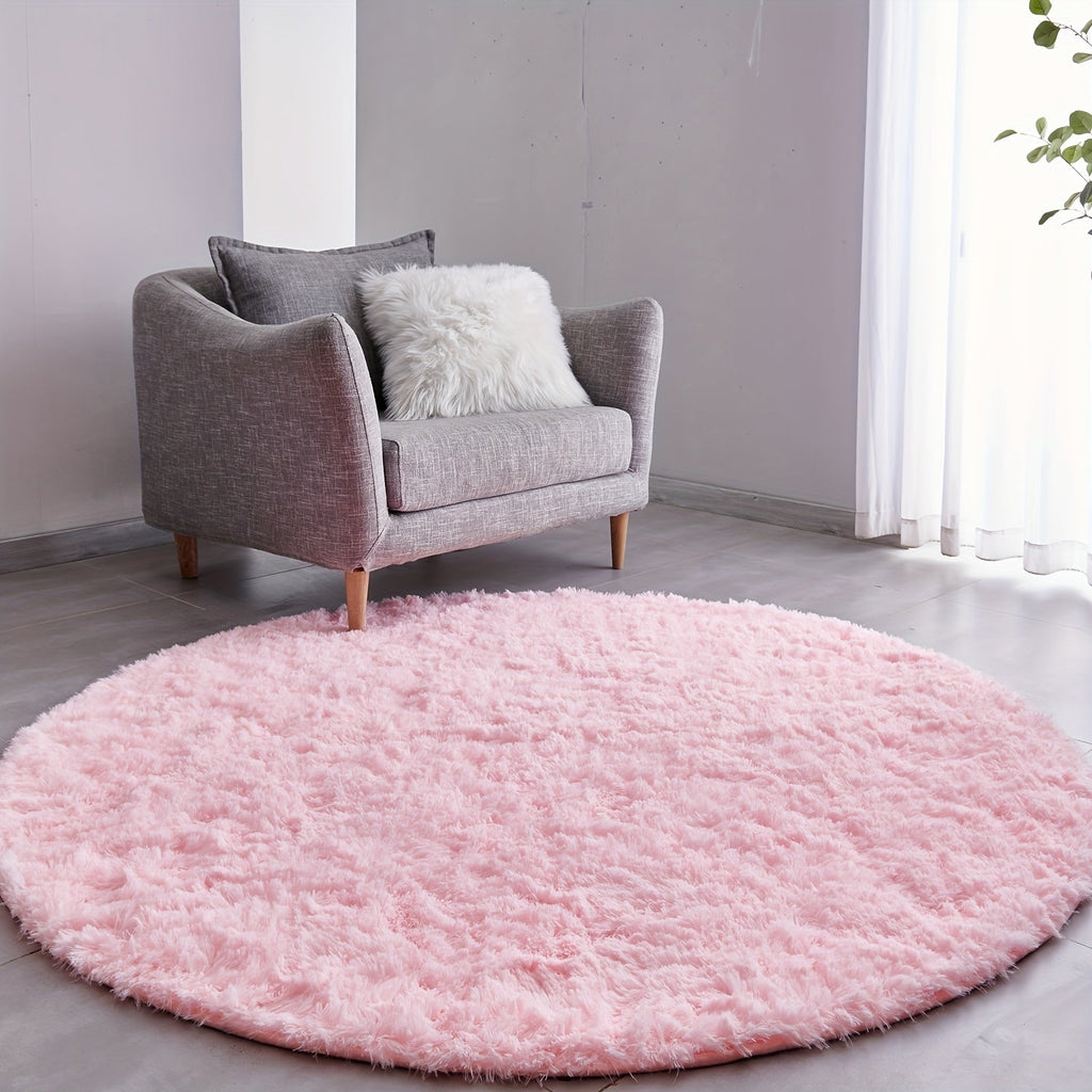 Round Shaggy Plush Rug ¨C Soft Fluffy Circular Carpet for Bedroom & Living Room, Easy Clean