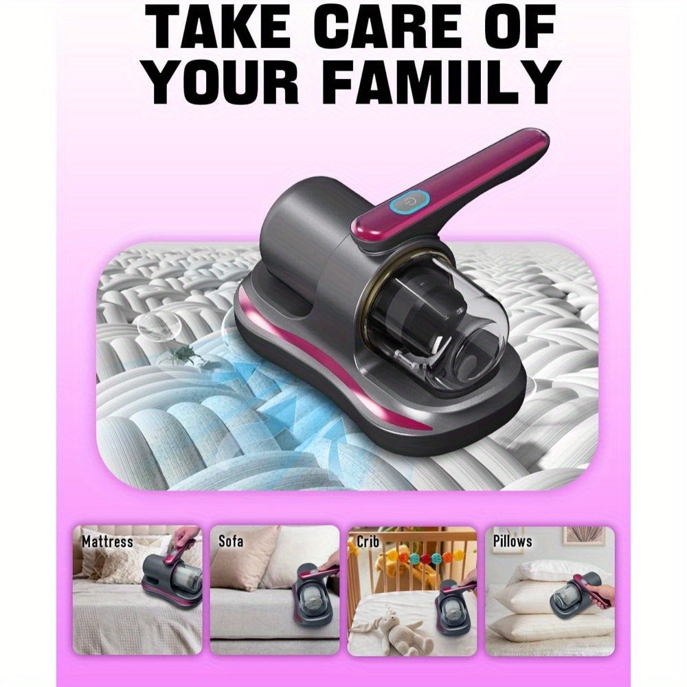 Mattress Vacuum Cleaner Handheld Bed Deep Cleaning with Super Suction & Washable Filter - Low Noise Design for Beds, Sofas, Pet Hair & Carpets, Portable Lightweight Upholstery Vacuum, 2025 Upgrade