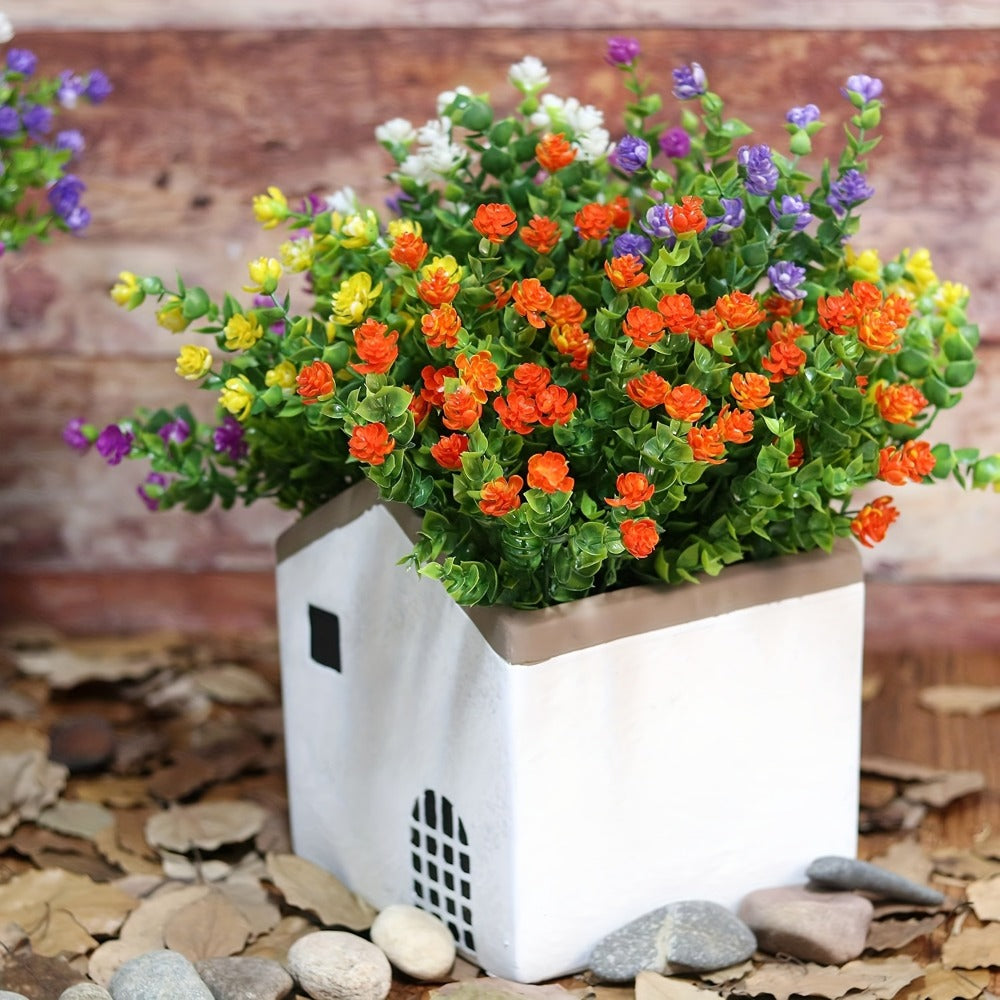 Artificial Flowers Outdoor UV Resistant 40 Bundles Fake Flowers for Home Garden Decor, Faux Floral Greenery Shrubs Plants for Party Table DIY Decoration Mix Colors