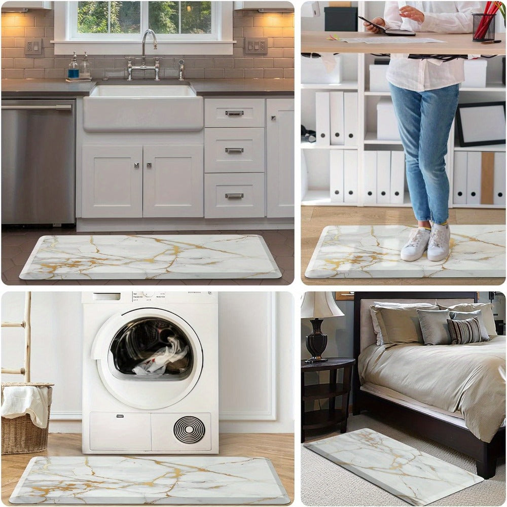 Anti Fatigue Kitchen Mat Non-Slip Cushioned Floor Rug for Standing Desk Sink Office - Marble Pattern