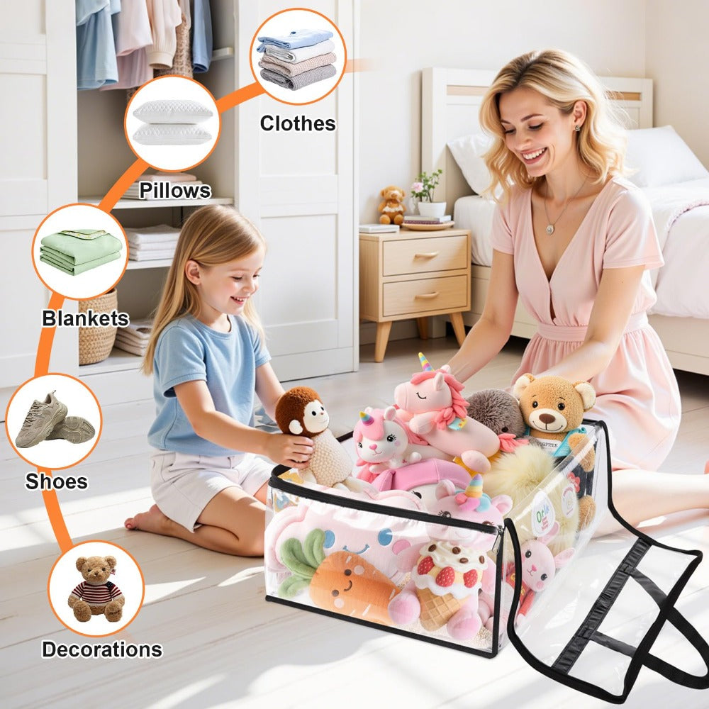 6 Pack Clear Storage Bags with Zippers ¨C Under Bed & Closet Organizer Containers for Comforter Blanket Bedding Duvet PVC 15.85gal