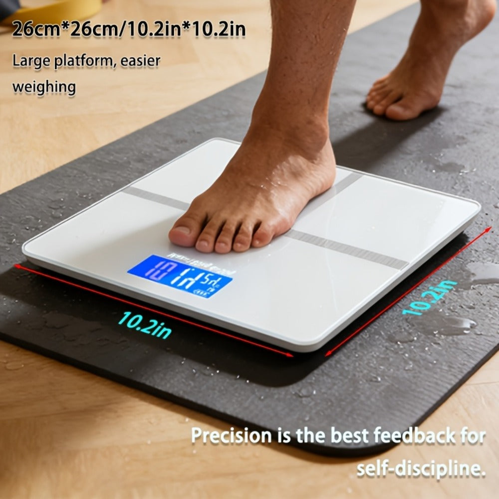 Digital Bathroom Scale High Precision ¨C 396 lb Capacity Electronic Weight Scale with LCD Display, Available with Tape Measure & Storage Rack, Compact Body Weight Scale for Home Bathroom & Fitness