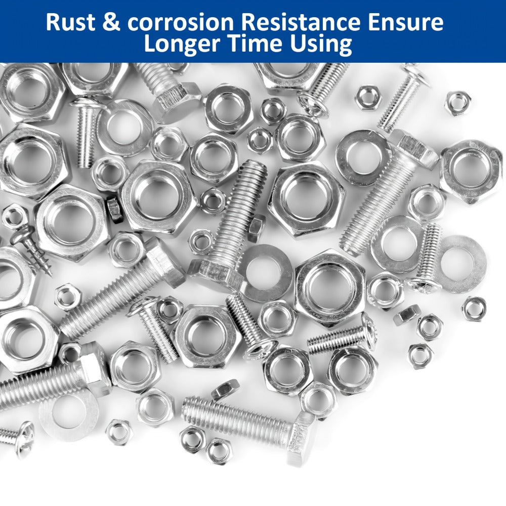1575pcs 304 Stainless Steel Nuts and Bolts Assortment Kit ¨C Pan Head Flat Head Screws Nuts Washers with Double-Sided Storage Box for Home & Mechanical Repairs