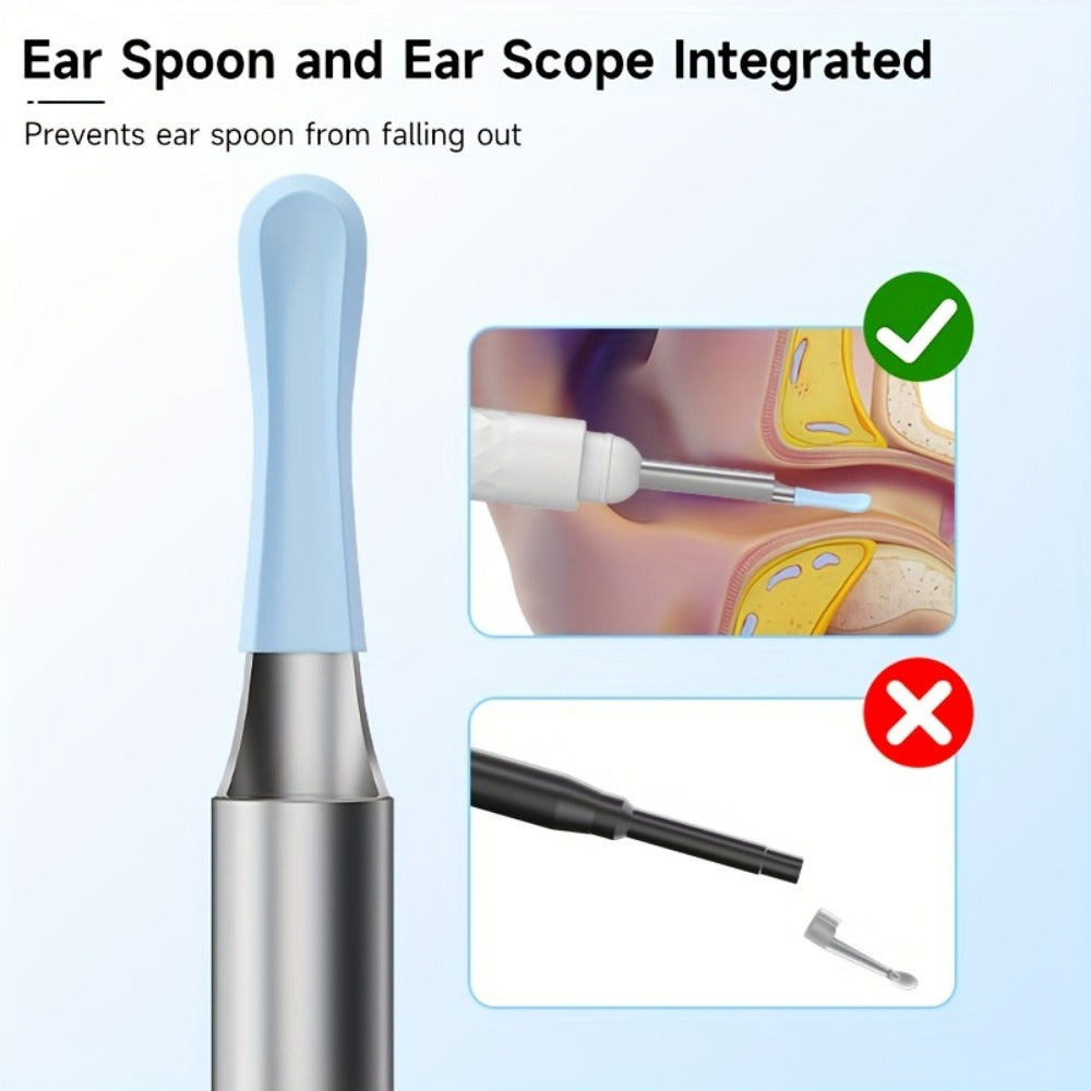Ear Cleaning Camera Kit 1080P HD Rechargeable Lithium Battery ¨C 6 Ear Spoons, Ear Tweezers, Visual Ear Wax Removal Tool Compatible with All Smartphones for Adults Safe Home Ear Care