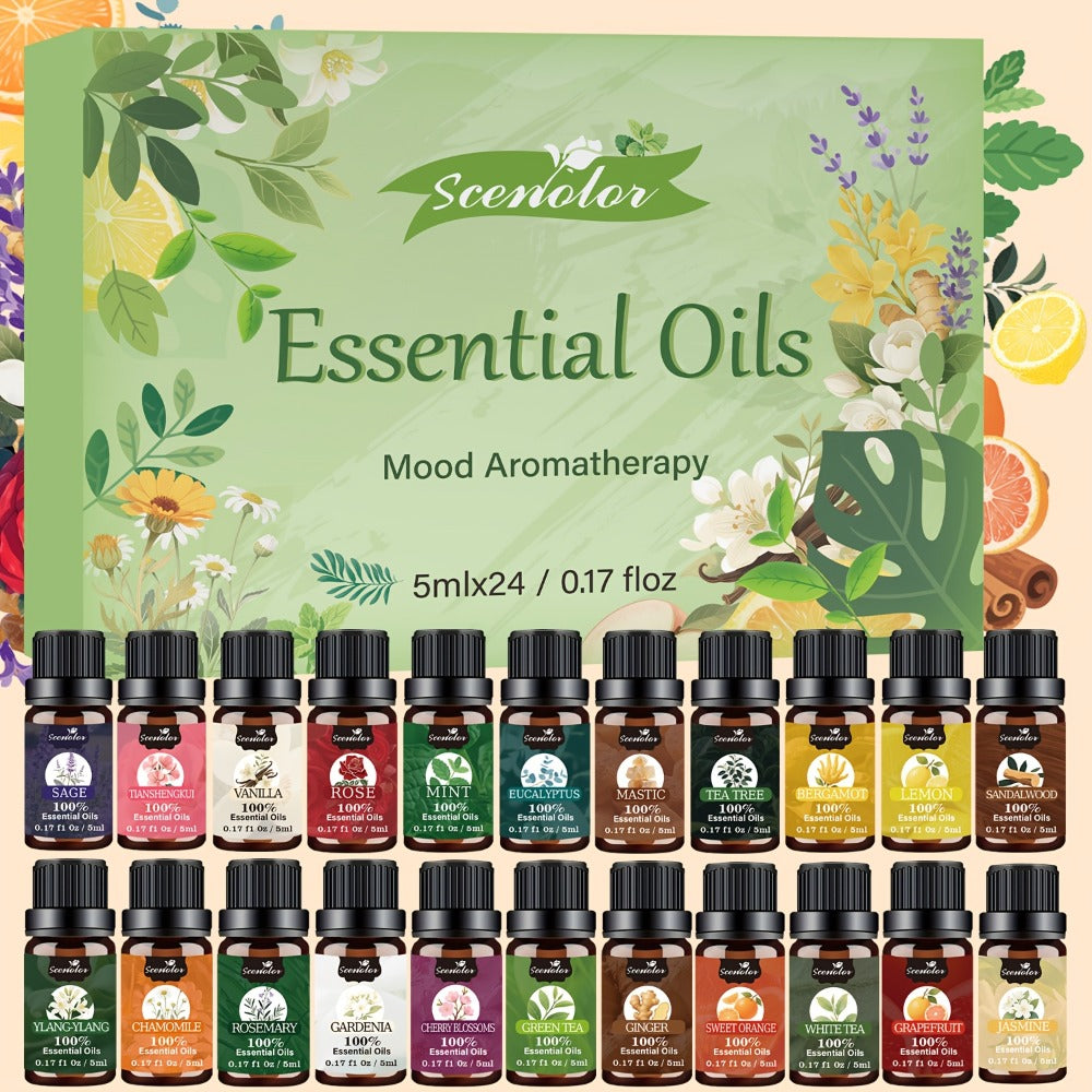 Fragrance Essential Oil Gift Set ¨C Premium Hotel Scent Diffuser Oils for Candle Making, Aromatherapy & Home Fragrance | 12 or 24 Piece Set