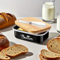 Butter Dish with Bamboo Lid & Knife, Iron Airtight Butter Keeper & Cheese Storage Box ¡ª Large Capacity Kitchen Counter Butter Container | Holiday Gift | Black, Gray, Green