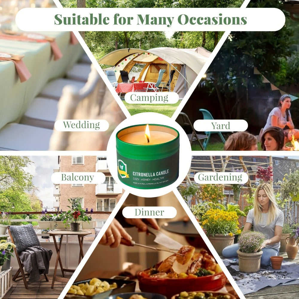 Citronella Candles Outdoor 6-Pack 4.4oz Each ¨C 150 Hours Long Burning, Mosquito Repellent Candles Set for Camping, Patio, BBQ, Garden, Yard, Deck & Lanai ¨C Father¡¯s Day Gift Idea