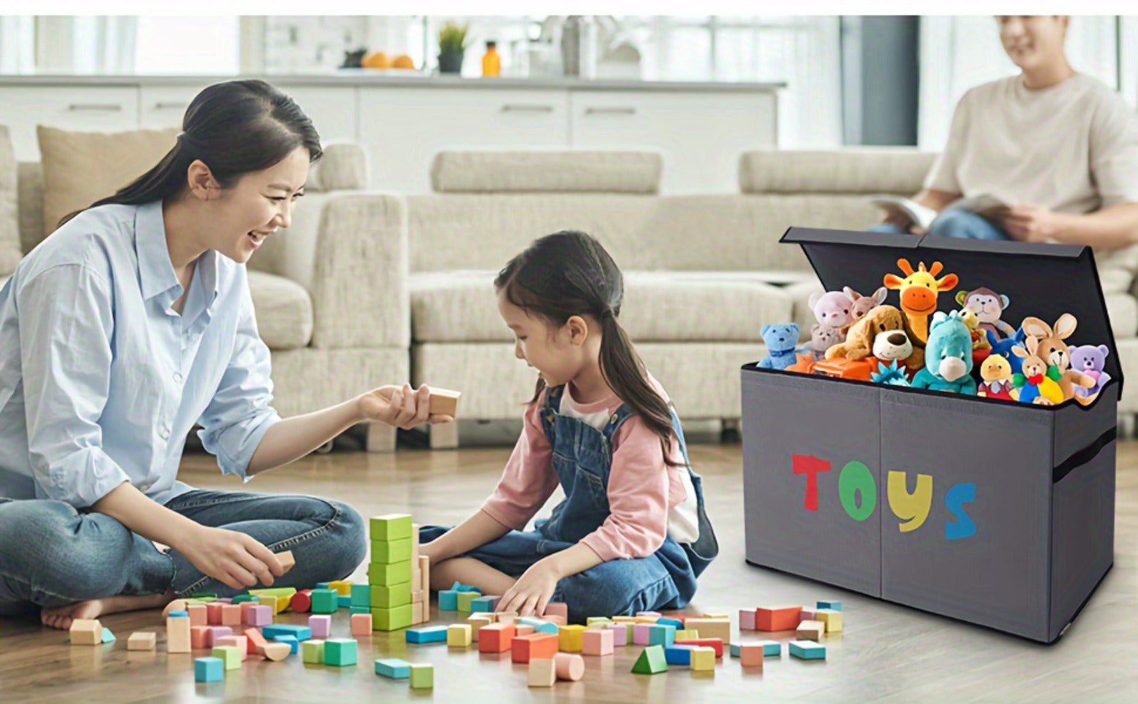 Extra Large Collapsible Kids Storage Chest with Lid ¨C 31.7 Gal Toy Box Organizer Bins for Boys Girls Bedroom Nursery Living Room