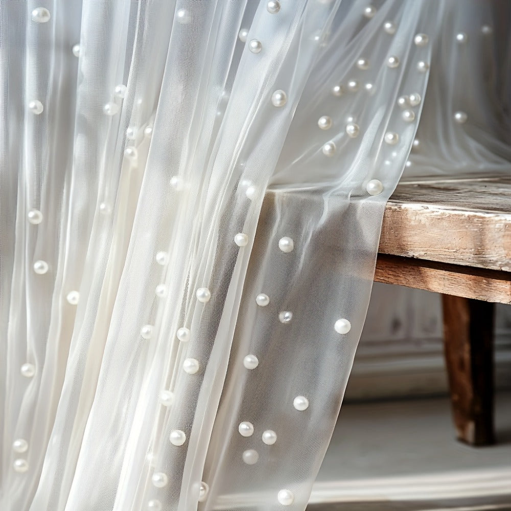 White Pearl Sheer Tulle Fabric Roll 160x300cm ¨C Elegant Organza Mesh for Wedding Backdrop Table Skirt Window Drape Party Decoration Bridal Shower Baby Shower Festive Event Decor