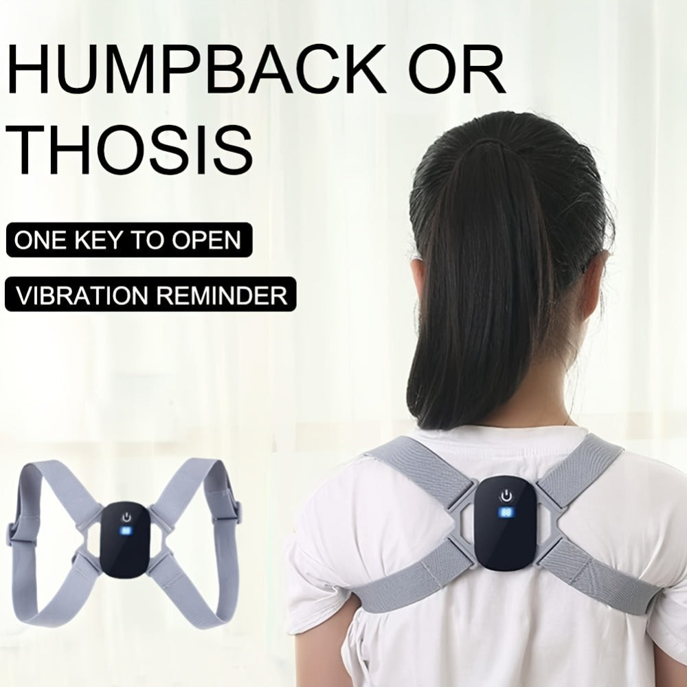 Smart Posture Corrector with Vibration Alert, Wireless Rechargeable Posture Trainer & Back Support Belt for Men Women, Adjustable Spine Correction Device for Office Gym, Hand-Washable Pink Gray Black