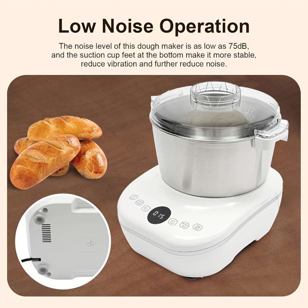 Electric Dough Maker 7Qt with Fermentation Function - 250W Dough Kneading Machine, 304 Stainless Steel Bowl, Microcomputer Timer, Constant Temperature Ferment, for Bread Pizza Pasta Dumplings, Red/White