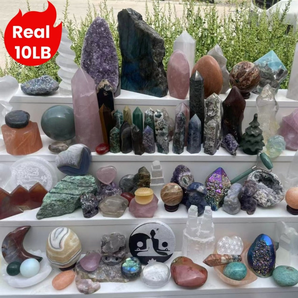 10LB Mixed Crystals Bulk Lot Natural Gemstones Towers Spheres Clusters Rough Stones Healing Crystals Collection Gift Set Decorative Specimens Wholesale