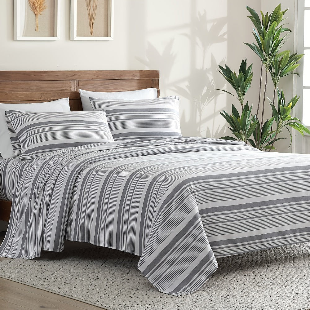 Bed Sheet Set Deep Pocket Soft Microfiber - Fitted Sheet Flat Sheet & Pillowcases Twin Full Queen King - Cooling Breathable Fade Resistant Sheets for Daily Use Dorms Guest Rooms