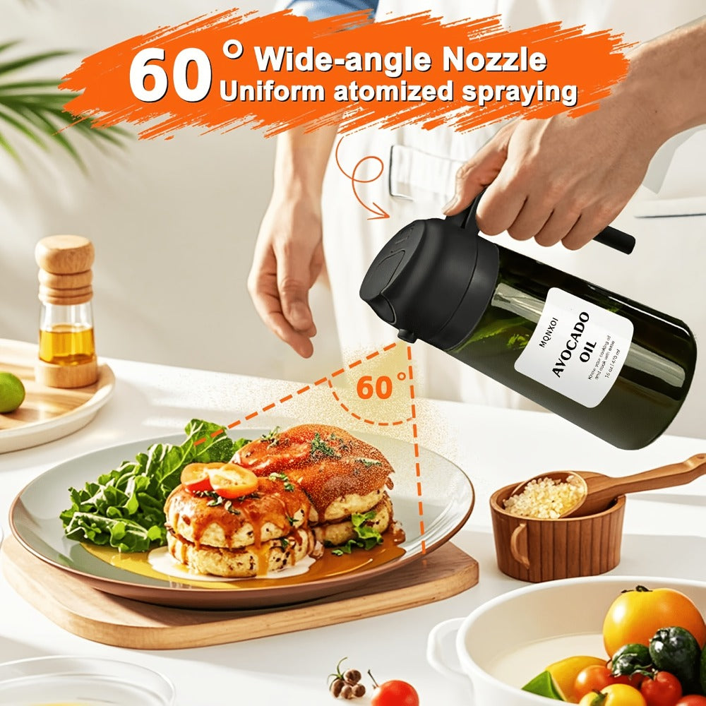 Glass Olive Oil Dispenser Bottle Set of 2 - 16oz 480ml Dual Drizzle & Spray Function, Light-Blocking Design for Fresh Oil, Kitchen Cooking Bottle