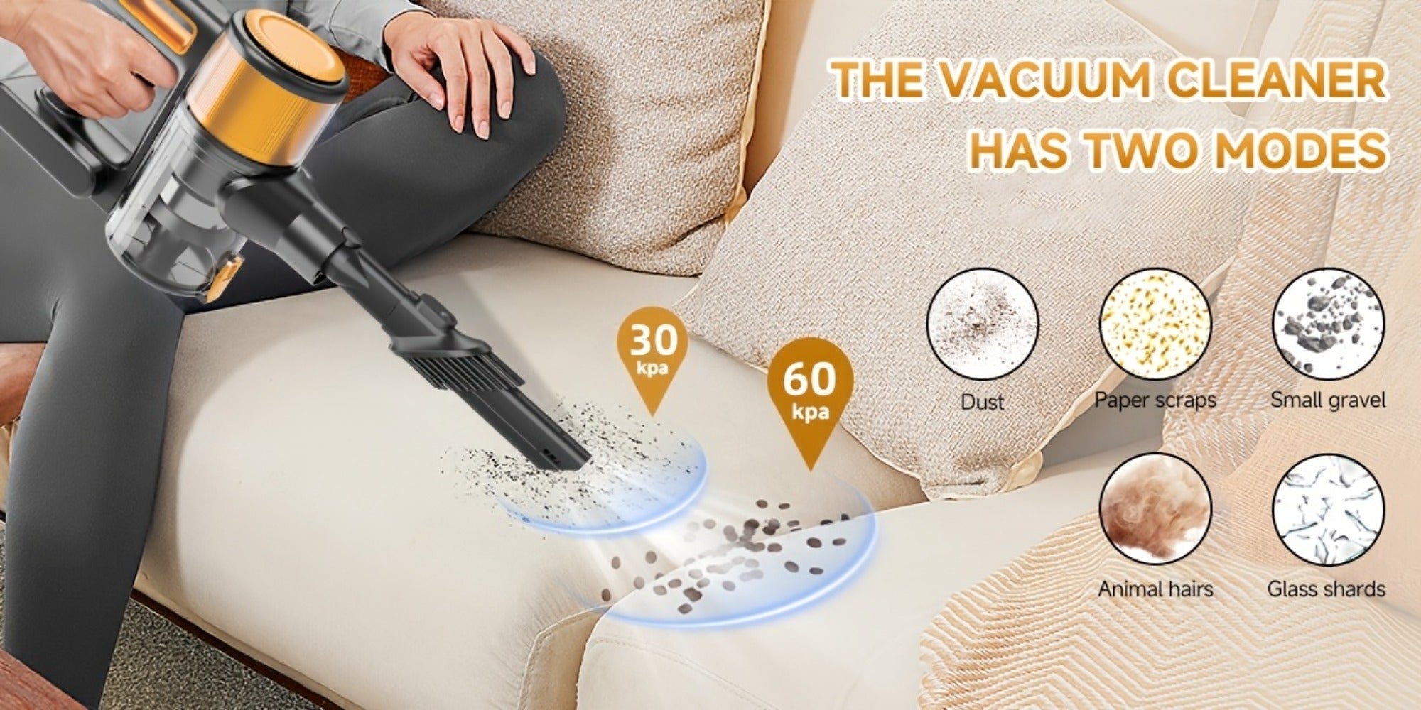 Cordless Stick Vacuum Cleaner 60Kpa 55-Min Runtime - Anti-Tangle Lightweight Handheld Vacuum for Hardwood Floor Carpet Pet Hair Corded Cordless 2200mAh Battery