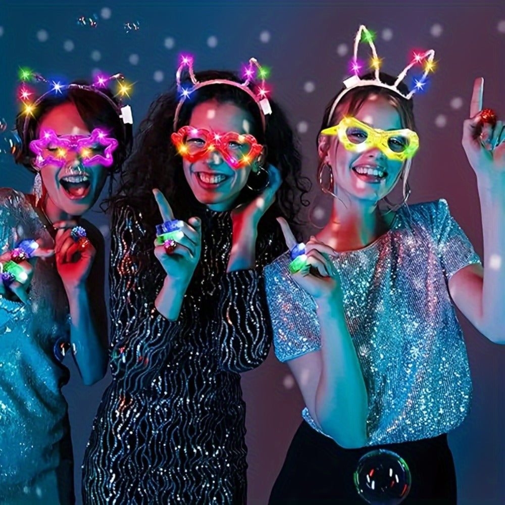 LED Glow Sticks Party Set ¨C Foam Glow Sticks with 3 Light Modes, Glow Glasses, Headbands & Finger Lights for Rave, Wedding, Birthday, Concert, Halloween, Christmas & New Year Party Supplies, 11/36/52pcs