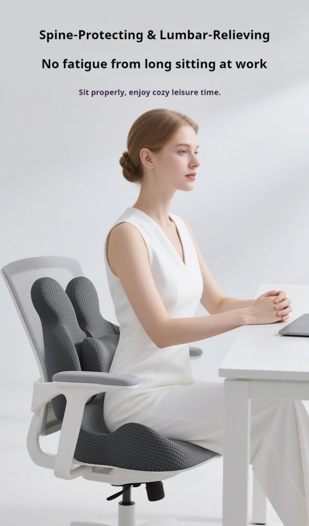 Lumbar Support Cushion & Seat Cushion Set ¨C Ergonomic Office Chair Pillow for Lower Back Pain Relief, Breathable Memory Foam Waist & Hip Support for Home, Car & Desk Chair