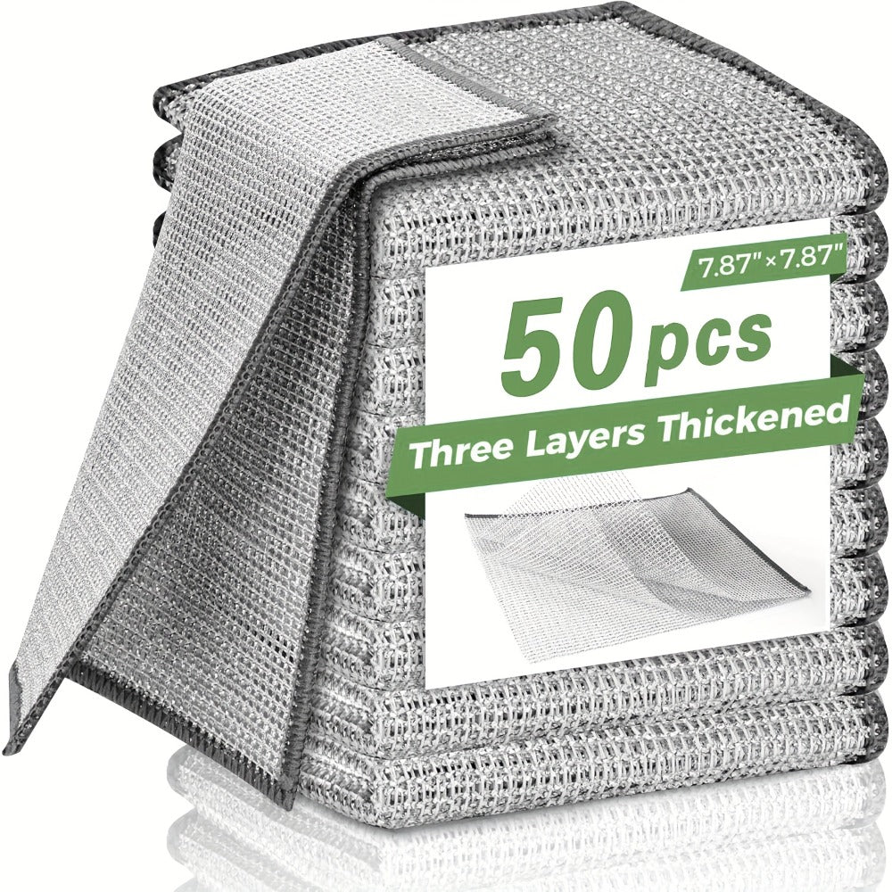 Stainless Steel Kitchen Scrubber Wire Cleaning Cloth Scratch Resistant Reusable Dish Scrubber for Pots Pans Dishes Glass Cookware 50 Pack 100 Pack