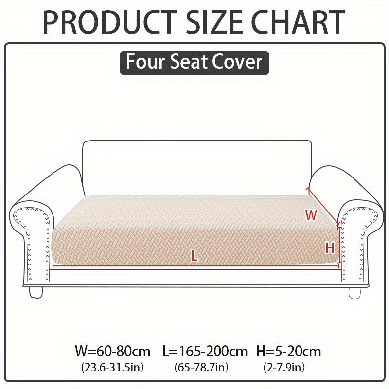 Jacquard Stretch Sofa Cover Non-Slip | Elastic Wear-Resistant Couch Slipcover, Polyester Jacquard Fabric, 1 to 4 Seat Sectional L-Shape, Armrest Backrest, Machine Washable