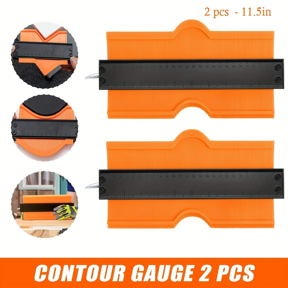 Contour Gauge Profile Shape Replicator Tool 2-Pack Adjustable Precision Irregular Shape Measuring Ruler for Woodworking Tile Carpet Laminate Corners DIY Projects
