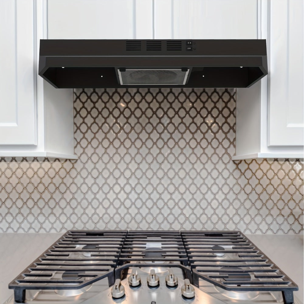 Range Hood 30 Inch Under Cabinet | Ducted & Ductless Convertible Kitchen Vent Hood with LED Light & 2-Speed Exhaust Fan, Stainless Steel ¨C Black, White & Silver, Easy Install