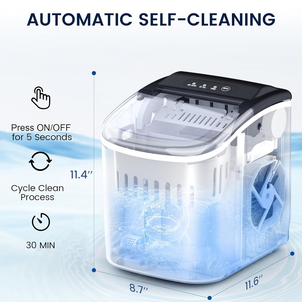 Pebble Ice Maker Countertop ¨C 26 Lbs/24H, 2 Ice Cube Sizes, Sonic Bullet Ice Machine, Auto-Cleaning, Stainless Steel, Ice Scoop & Basket, Optional Descaler Kit for Home, Kitchen, Camping & RV