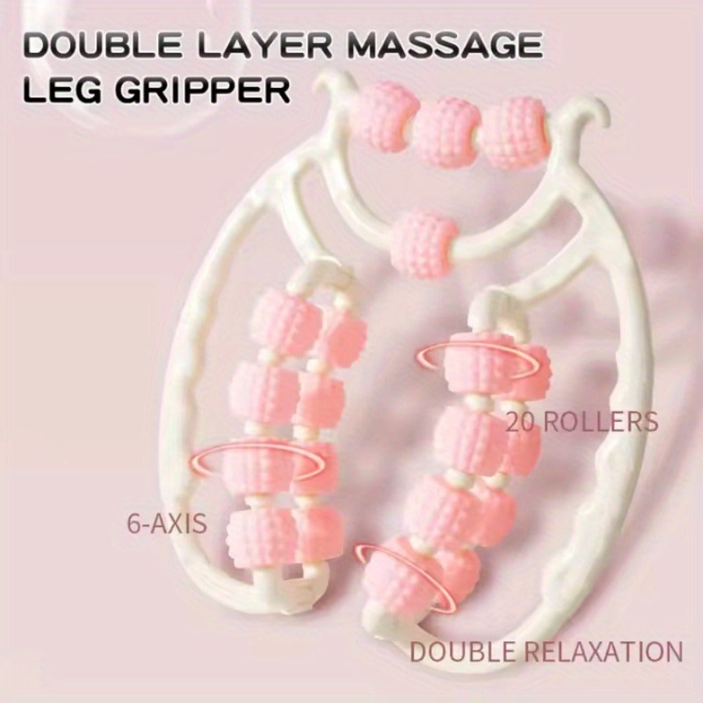 Leg Roller Massager 20-Wheel Manual Body Roller with Textured Bumps for Circulation ¨C Portable Leg, Thigh, Waist & Back Roller for Home Gym Travel, Circulation Booster & Muscle Relief Fitness Tool