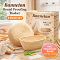 Sourdough Bread Proofing Basket Set 9 & 10 Inch - Banneton Bread Basket Kit with Danish Dough Whisk, Bread Lame, Dough Scrapers, Cooking Brush & Linen Liners