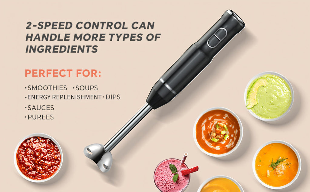 Immersion Blender 400W Handheld Stick Mixer with 2 Speeds & Turbo Mode 304 Stainless Steel Blades ¨C Corded Hand Blender with Detachable Base for Soup Smoothie Puree Baby Food