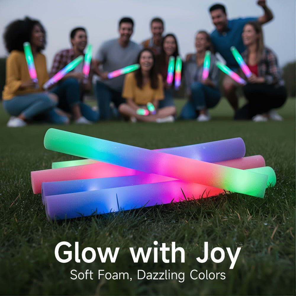 Foam Glow Sticks Set 103pcs 70pcs 40pcs ¨C LED Light Up Foam Sticks 3 Flashing Modes Assorted Colors Bulk Pack for Party Wedding Birthday Concert Rave Glow Night Event