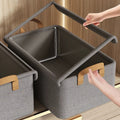 Foldable Storage Box for Clothes & Pants ¨C Collapsible Wardrobe Organizer Basket for Dormitory, Closet & Under-Bed Storage | Space-Saving Folding Bin in Gray, Denim Blue & Beige