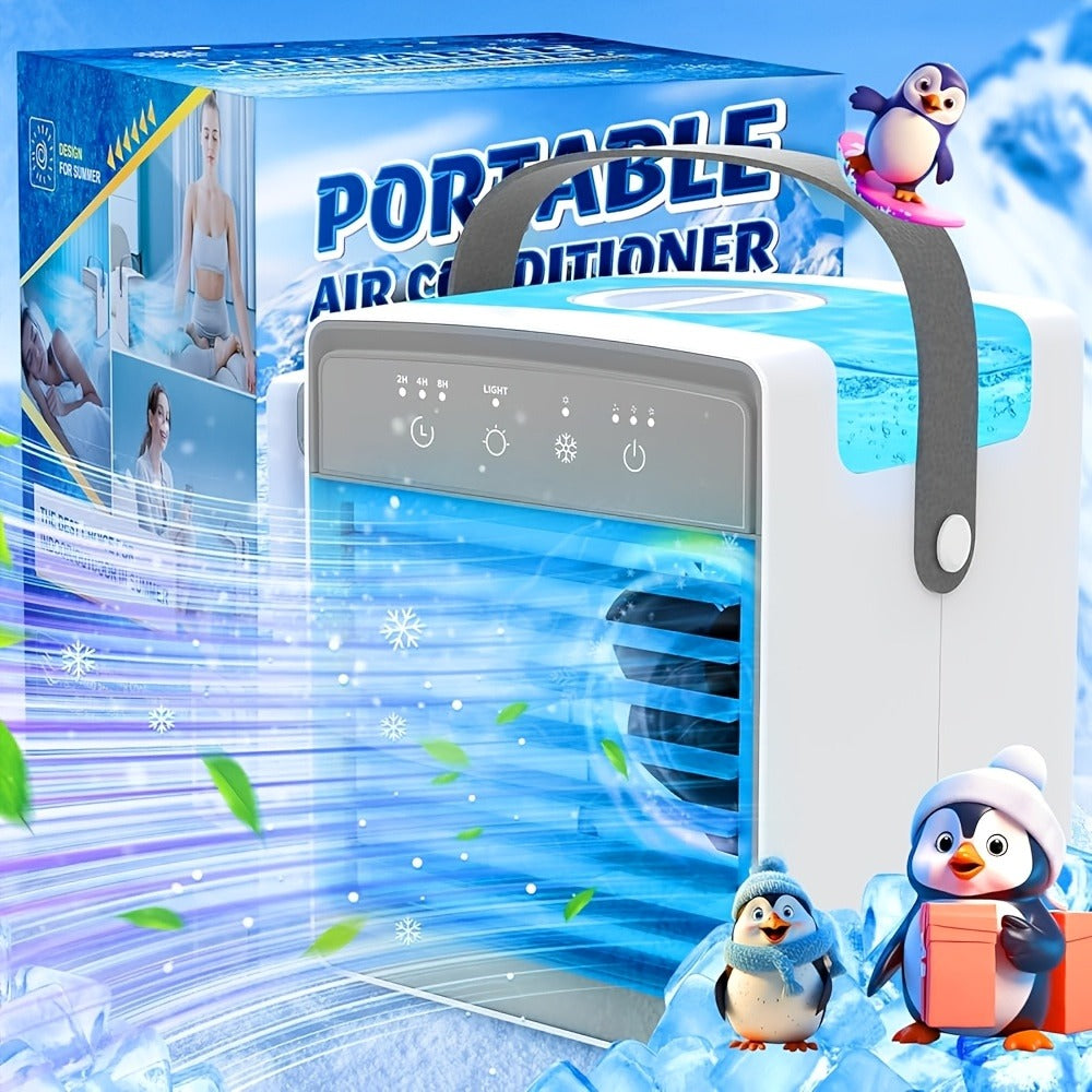 Portable Mini Air Conditioner Fan | Personal Evaporative Cooler with 3-Speed Settings & Timer, Quiet Desktop Cooling Fan for Room, Home, Office & Car Use ¨C USB Powered, Compact Design