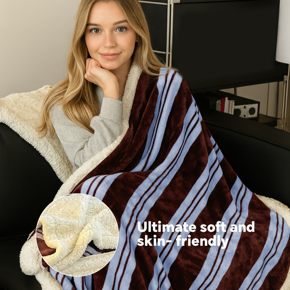 400-450gsm Heavyweight Flannel Blanket ¨C Thick Warm Woven Throw for Bed, Sofa & Bedroom, Machine Washable, 16 Patterns, 4 Sizes