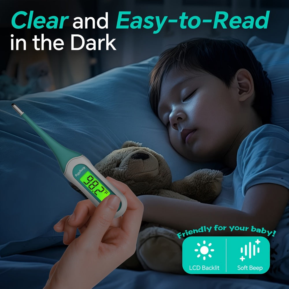 Digital Oral Thermometer for Adults & Kids ¨C 8-Second Fast Read, Bendable Tip, 3-Color Fever Backlight, 32 Memory Records, Rectal Use for Infants, Celsius/Fahrenheit Conversion