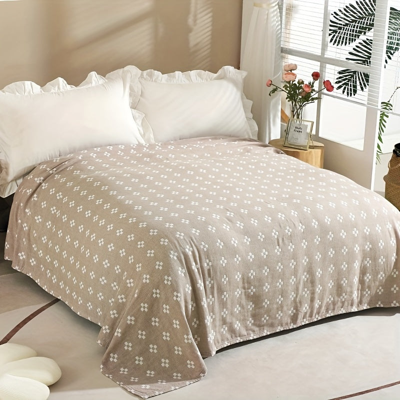Jacquard Cotton Blanket ¨C Geometric Cross Pattern Pure Cotton Throw, Soft Breathable All Season, Machine Washable, 4 Colors, 2 Sizes