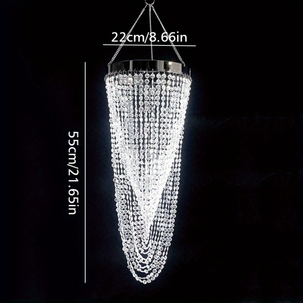 Crystal Beaded Chandelier Lampshade Acrylic Sparkling Droplets Elegant Ceiling Light Fixture Cover for Wedding Party Home Decor Multiple Sizes Branch Style Beadwork Pendant Shade