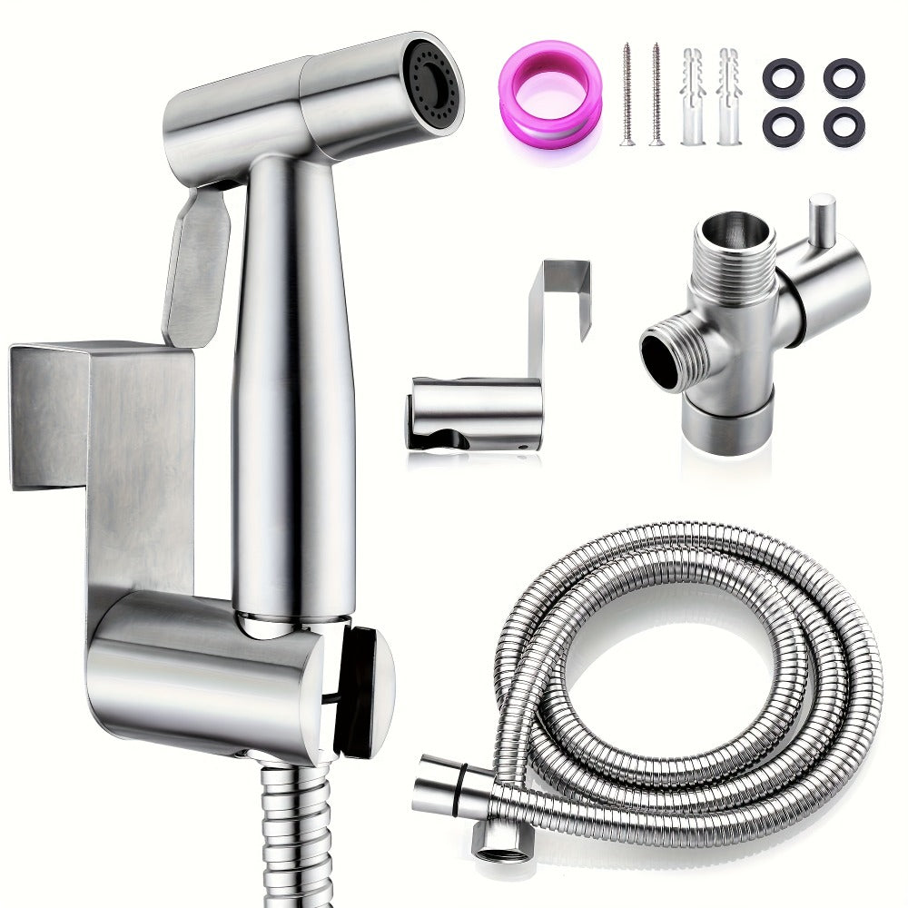 Wall-Mounted Handheld Spray Gun Set with Bracket, Teflon Tape & Flexible Hose ¨C Bathroom Bidet Sprayer for Toilet, Sink, Garden & Pet Washing