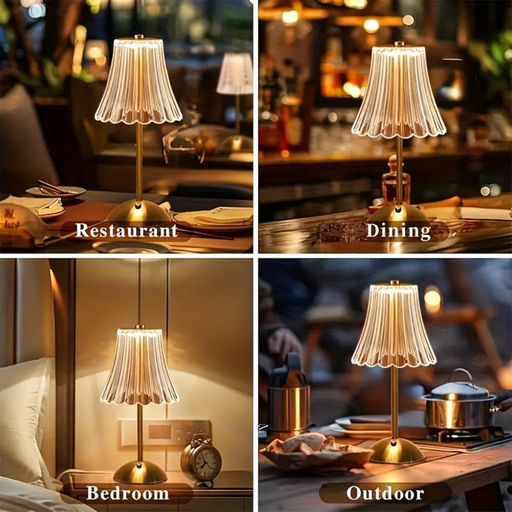 Crystal LED Table Lamp Vintage USB Rechargeable 3 Color Dimmable Touch Control Bedside Night Light for Bedroom Living Room Office Reading Relaxation Ambiance Modern Desk Lamp 1pc or 2pcs