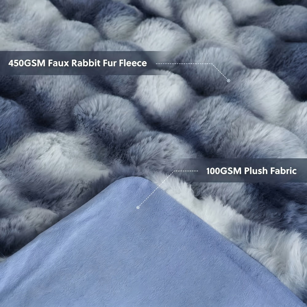 Faux Rabbit Fur Throw Blanket ¨C Ultra-Soft Plush Fleece for Bed, Couch, Sofa & Travel, All Season, 11 Colors, Throw to King Size
