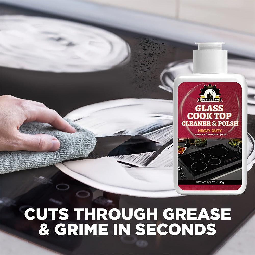 Ceramic Stove Cleaner Gel ¨C Fast-Acting Stovetop Cleaner Removes Burnt-On Grease & Stains Without Scratching, Non-Toxic Non-Irritating Formula for Glass Ceramic Cooktop, Kitchen Cleaning Essentials