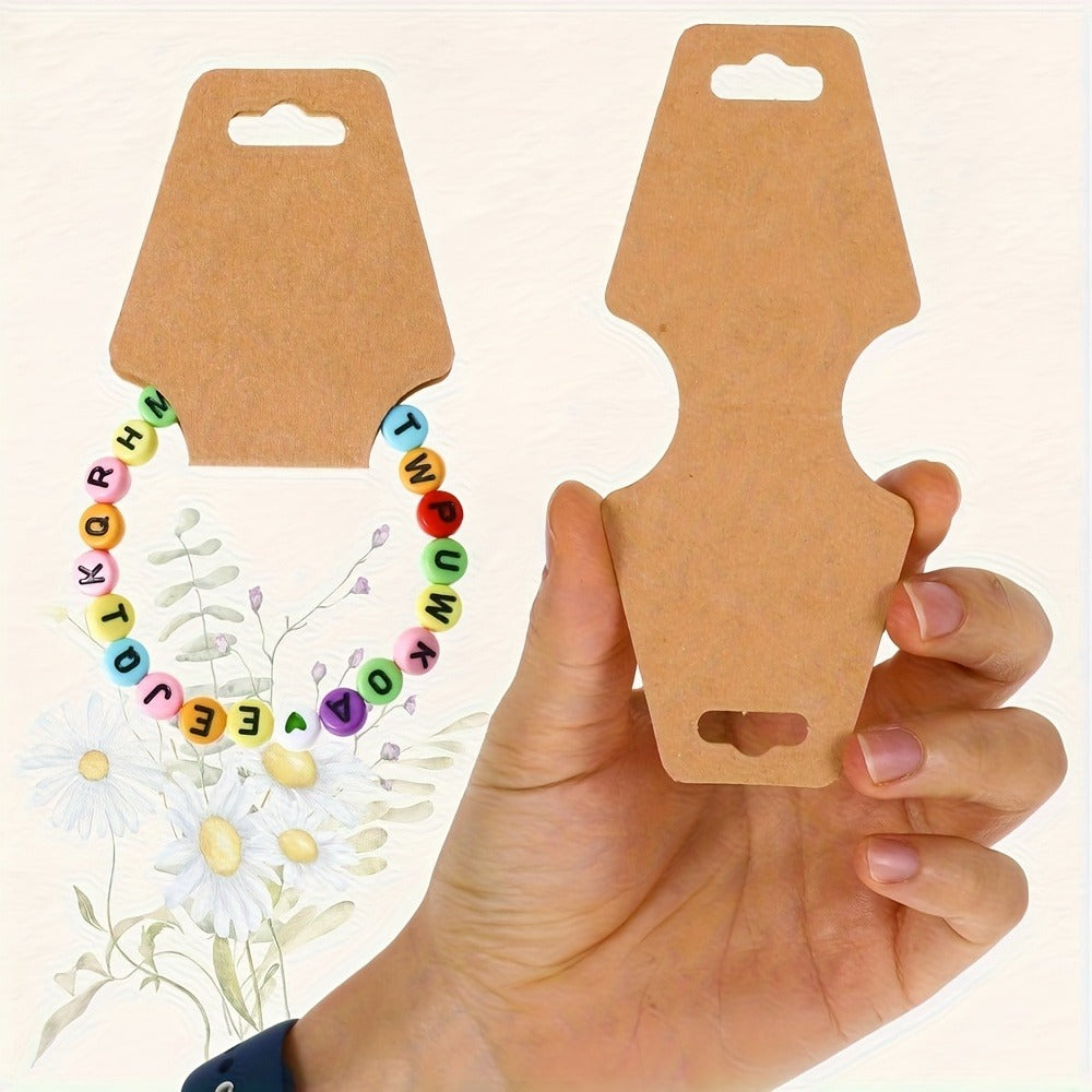 Jewelry Display Cards Wooden Self-Adhesive Kraft Backing | Rounded Corner Hang Tags for Necklaces Bracelets Keychains Boutique Packaging Home Organizing 11 99 Pack